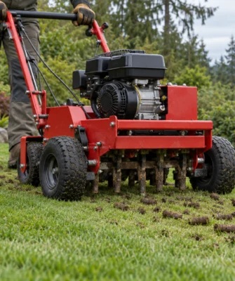 Illustrative step 4 commercial core aeration for lawn care.